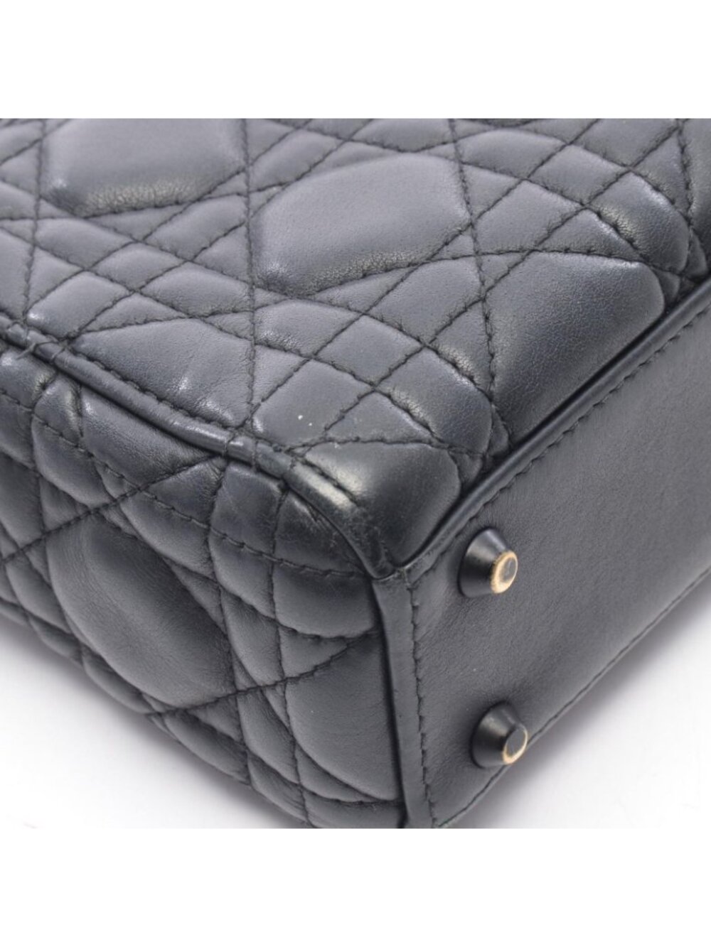 Dior Handbag Lady Mini 2-Way Black Leather Cannage Tote - Picture 7 of 11